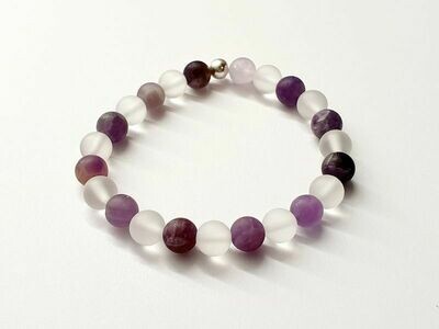 Bracelet Améthyste mat et Cristal de roche mat 8 mm