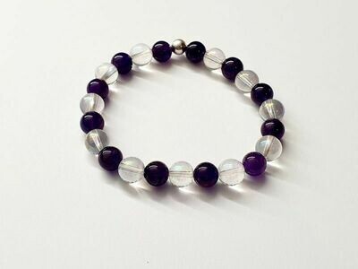 Bracelet Améthyste et Angel Aura 8 mm
