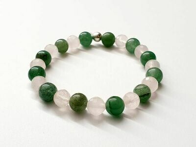 Bracelet Quartz rose facettée et Aventurine 8 mm
