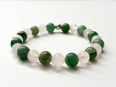 Bracelet Quartz rose facettée et Aventurine 8 mm