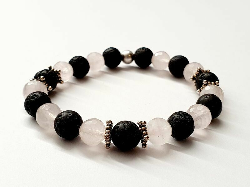 Bracelet Quartz rose facetteé 8 mm