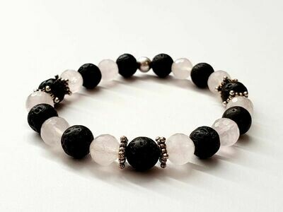 Bracelet Quartz rose facetteé 8 mm