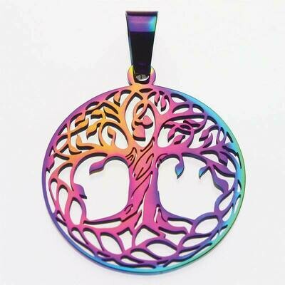 Pendentif arbre de vie arc-en-ciel