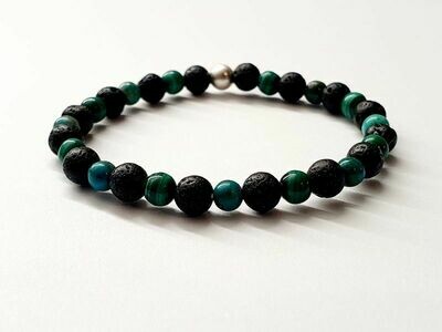 Bracelet Malachite et Chrysocolle 6 mm