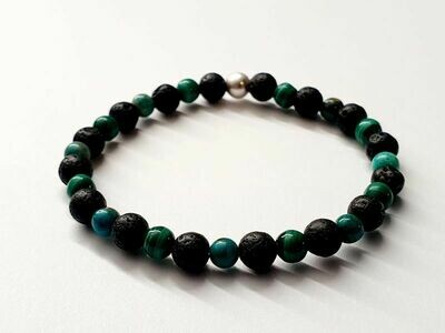Bracelet Malachite et Chrysocolle 6 mm