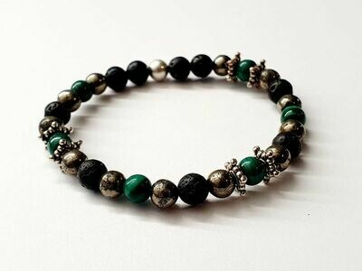 Bracelet Malachite et Pyrite 6 mm