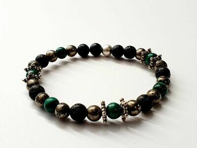 Bracelet Malachite et Pyrite 6 mm