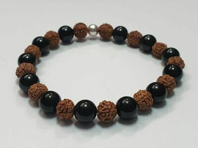 Bracelet Tourmaline et Rudraksha 8 mm