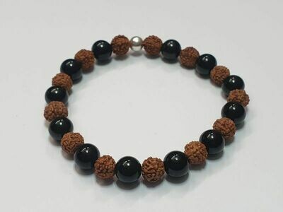 Bracelet Tourmaline et Rudraksha 8 mm