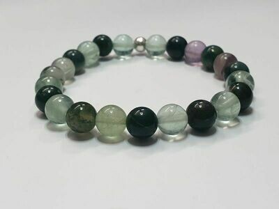 Bracelet Fluorite et Agate mousse 8 mm