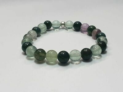 Bracelet Fluorite et Agate mousse 8 mm