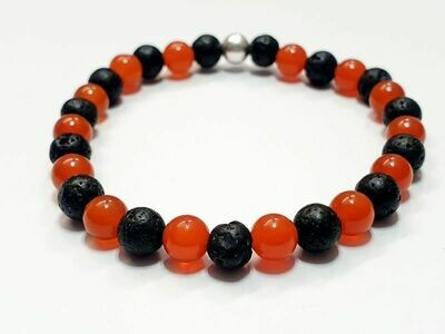 Bracelet Cornaline et Pierre de lave 6 mm