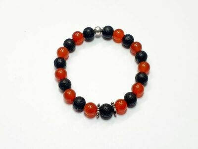 Bracelet Cornaline et Pierre de lave 8 mm
