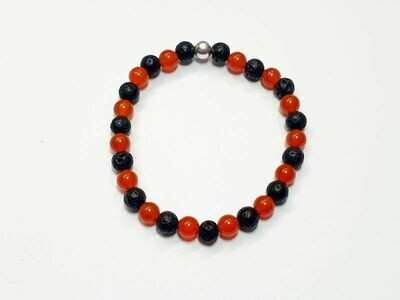Bracelet Cornaline et Pierre de lave 6 mm