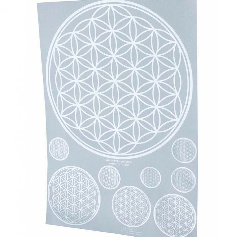 Autocollants fleur de vie blanc A3