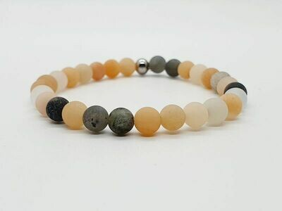 Bracelet Pierre de lune mat, 6 mm