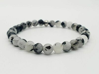 Bracelet Quartz inclusion tourmaline, 6 mm