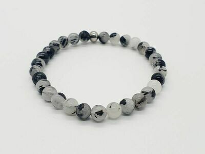 Bracelet Quartz inclusion tourmaline, 6 mm