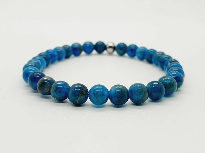 Bracelet Apatite bleu, 6 mm