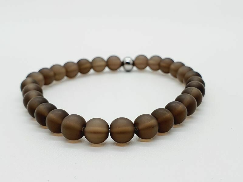Bracelet Quartz fumé mat, 6 mm