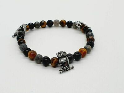 Bracelet Tourmaline, oeil de tigre, et labradorite, 6 mm