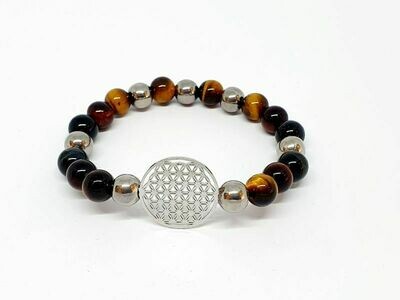 Bracelet œil de faucon, œil de taureau, et œil de tigre, 8 mm