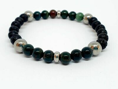 Bracelet Héliotrope 6,5, pierre de lave, 6 mm