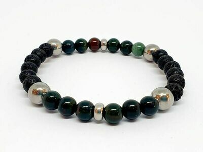Bracelet Héliotrope 6,5, pierre de lave, 6 mm