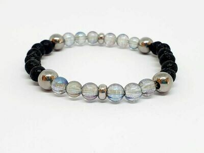 Bracelet aqua aura, pierre de lave, 6 mm