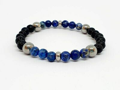 Bracelet Lapis Lazuli, pierre de lave, 6 mm