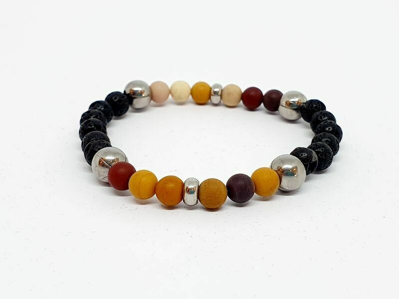 Bracelet Mookaïte, pierre de lave, 6 mm