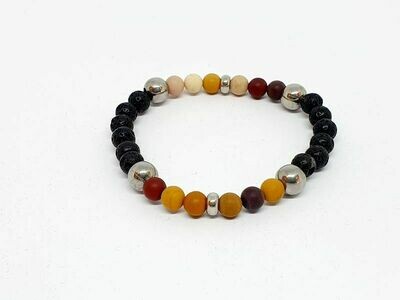 Bracelet Mookaïte, pierre de lave, 6 mm