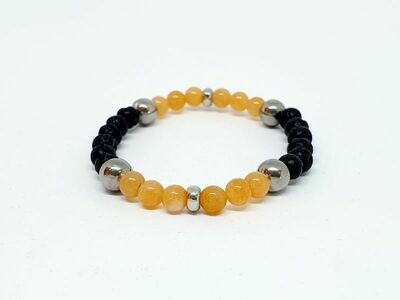 Bracelet aventurine orange, pierre de lave, 6 mm