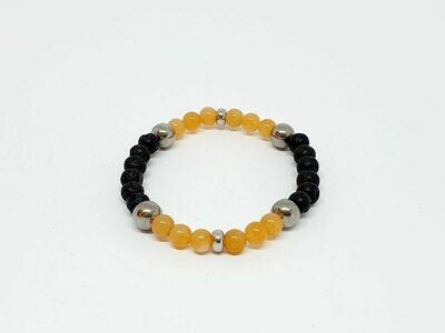 Bracelet aventurine orange, pierre de lave, 6 mm