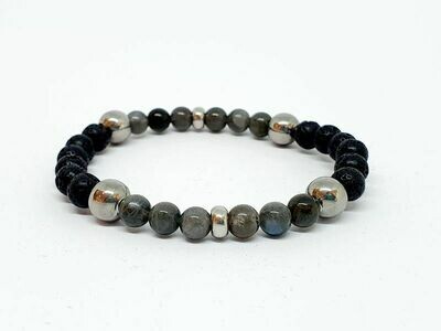Bracelet Labradorite et pierre de lave