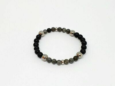 Bracelet Labradorite et pierre de lave