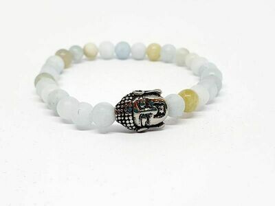 Bracelet Aigue Marine matte, 6 mm