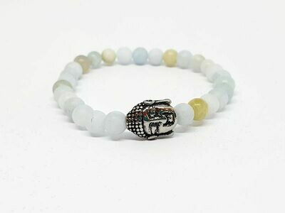 Bracelet Aigue Marine matte, 6 mm