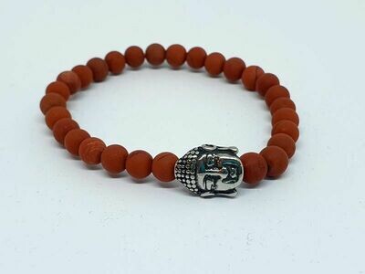 Bracelet Jaspe rouge mat, 6 mm