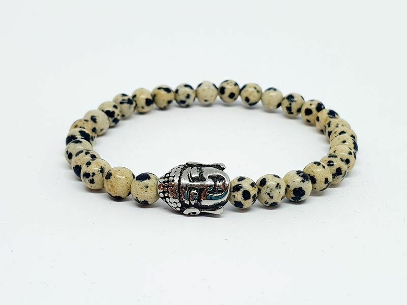 Bracelet Jaspe Dalmatien, 6 mm