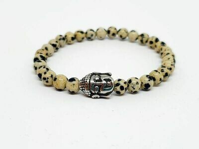Bracelet Jaspe Dalmatien, 6 mm