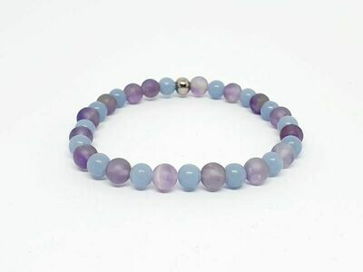 Bracelet Angélite et améthyste, 6 mm