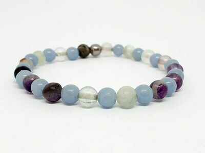 Bracelet Fluorite, Angélite, 6 mm