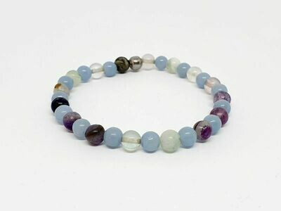 Bracelet Fluorite, Angélite, 6 mm