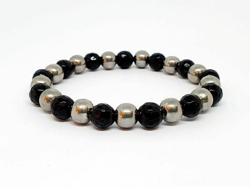 Bracelet tourmaline facetté, 8 mm