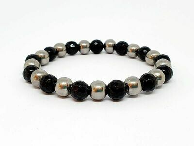 Bracelet tourmaline facetté, 8 mm
