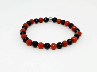 Bracelet Tourmaline facettée et jaspe rouge facettée, 6 mm