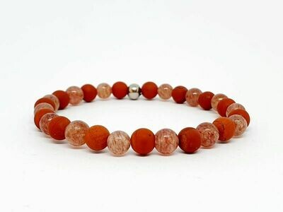 Bracelet Jaspe rouge mat et quartz hématoïde, 6 mm