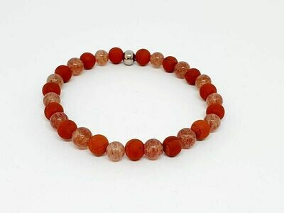Bracelet Jaspe rouge mat et quartz hématoïde, 6 mm