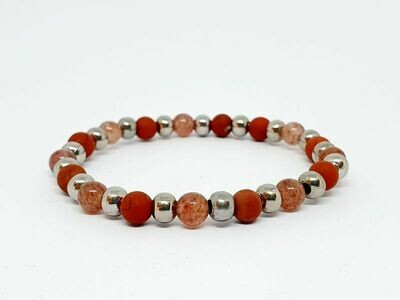 Bracelet Jaspe rouge et quartz hématoïde, 6 mm